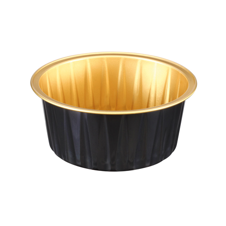 Image RÉCIPIENTS PÂTISSERIE 125 ML Ø8,5x3,5 CM OR/NOIR ALUMINIUM (100 UNITÉ) #1