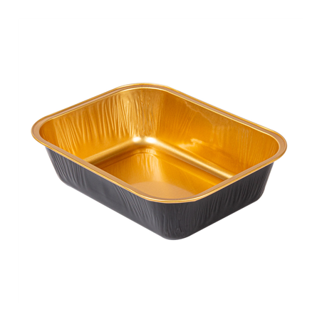 Image RÉCIPIENTS PÂTISSERIE 280 ML 13,5x10,2x3,5 CM OR/NOIR ALUMINIUM (100 UNITÉ) #1