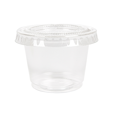 50 PETITS POTS + 50 COUVERCLES 30 ML Ø4,5x3,3 CM TRANSPARENT PP (24 UNITÉ)