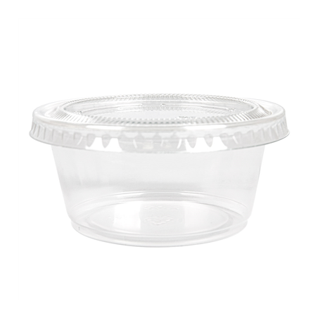 50 PETITS POTS + 50 COUVERCLES 100 ML Ø7,4x3,5 CM TRANSPARENT PP (24 UNITÉ)