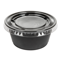 Image 50 PETITS POTS + 50 COUVERCLES 100 ML Ø7,4x3,5 CM NOIR PP (24 UNITÉ) #1