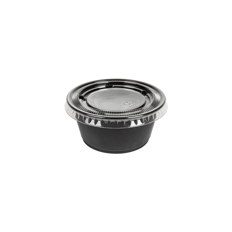 50 PETITS POTS + 50 COUVERCLES 100 ML Ø7,4x3,5 CM NOIR PP (24 UNITÉ)
