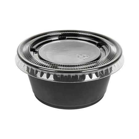 Image 50 PETITS POTS + 50 COUVERCLES 100 ML Ø7,4x3,5 CM NOIR PP (24 UNITÉ) #1