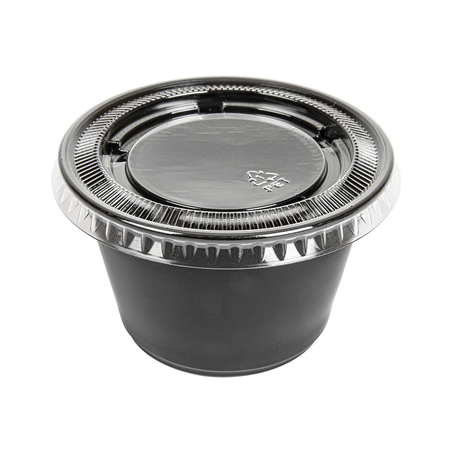 Image 50 PETITS POTS + 50 COUVERCLES 120 ML Ø7,4x4,6 CM NOIR PP (24 UNITÉ) #1