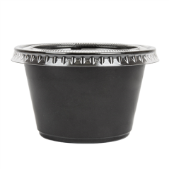 50 PETITS POTS + 50 COUVERCLES 120 ML Ø7,4x4,6 CM NOIR PP (24 UNITÉ)
