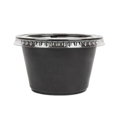 50 PETITS POTS + 50 COUVERCLES 120 ML Ø7,4x4,6 CM NOIR PP (24 UNITÉ)