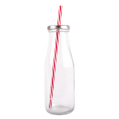 BOUTEILLE + COUVERCLE + PAILLE 'WAKI GLASS' 440 ML Ø 6,8x19 CM TRANSPARENT VERRE (48 UNITÉ)