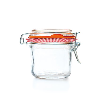 Image POT FERMETURE CLIP + PAPIER VICHY 'WAKI GLASS' 200 ML Ø 8x8,5 CM TRANSPARENT VERRE (48 UNITÉ) #1