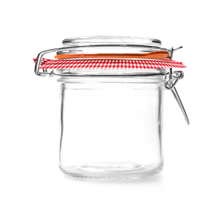 Image POT FERMETURE CLIP + PAPIER VICHY 'WAKI GLASS' 250 ML Ø 8,5x10 CM TRANSPARENT VERRE (24 UNITÉ) #1