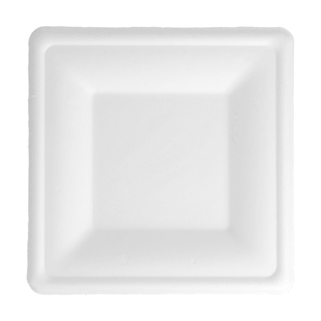 Image ASSIETTES CARRÉES 'BIONIC'  16x16x1,5 CM BLANC BAGASSE (500 UNITÉ) #1