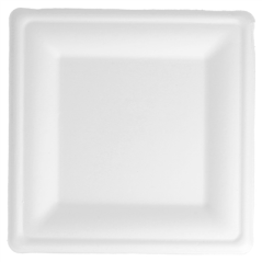 Image ASSIETTES CARRÉES 'BIONIC'  20x20x1,5 CM BLANC BAGASSE (500 UNITÉ) #1