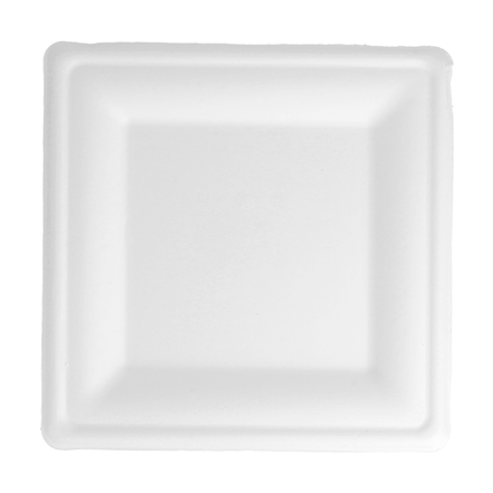 Image ASSIETTES CARRÉES 'BIONIC'  20x20x1,5 CM BLANC BAGASSE (500 UNITÉ) #1
