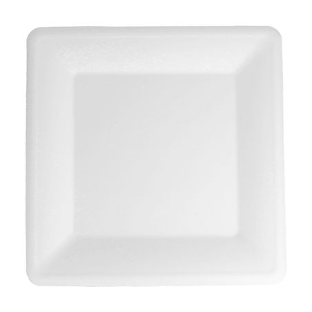 Image ASSIETTES CARRÉES 'BIONIC'  26,2x26,2x1,9 CM BLANC BAGASSE (300 UNITÉ) #1