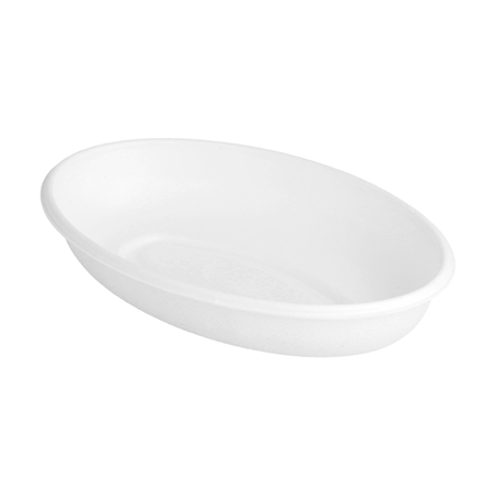 Image ASSIETTES OVALES 'BIONIC'  20,3x13,5x4 CM BLANC BAGASSE (300 UNITÉ) #1
