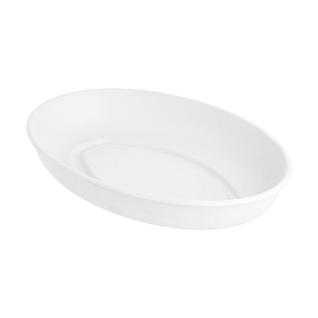 Image ASSIETTES OVALES 'BIONIC'  23,6x16,9x4 CM BLANC BAGASSE (300 UNITÉ) #1