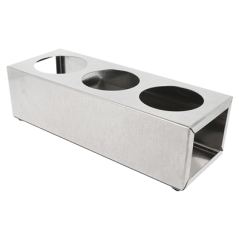 Image PORTE 3 POIRES À SAUCES 360/ 720 ML 28x10x8 CM ARGENTE INOX (1 UNITÉ) #1