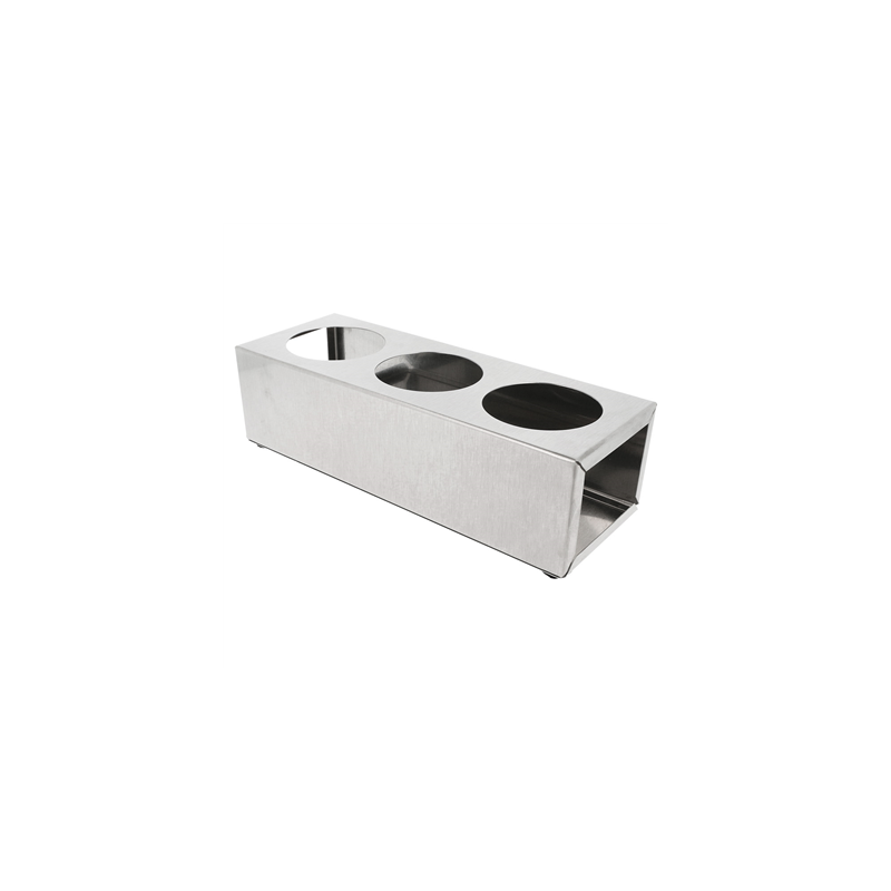 PORTE 3 POIRES À SAUCES 360/ 720 ML  28x10x8 CM ARGENTE INOX (1 UNITÉ)