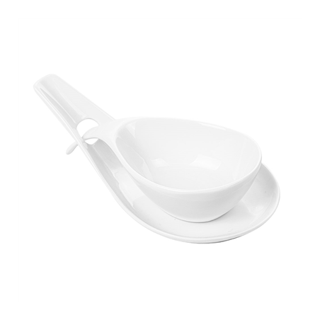 Image BOLS SOUPE AVEC SAUCIÈRE  18x8,6x4,3 CM BLANC PORCELAINE (6 UNITÉ) #1