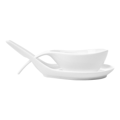 BOLS SOUPE AVEC SAUCIÈRE 18x8,6x4,3 CM BLANC PORCELAINE (6 UNITÉ)