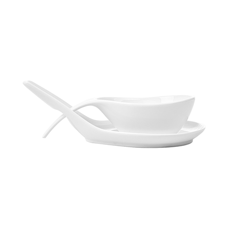 BOLS SOUPE AVEC SAUCIÈRE  18x8,6x4,3 CM BLANC PORCELAINE (6 UNITÉ)