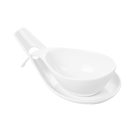 Image BOLS SOUPE AVEC SAUCIÈRE  23x10,5x5,2 CM BLANC PORCELAINE (6 UNITÉ) #1
