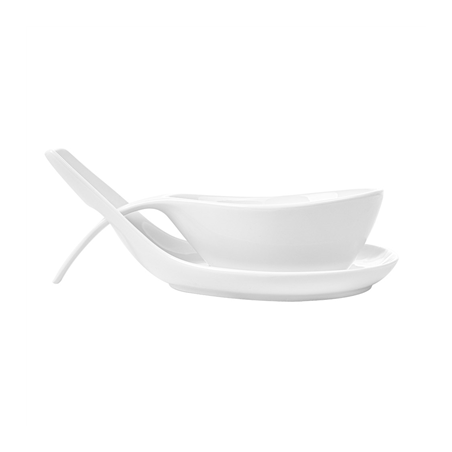 BOLS SOUPE AVEC SAUCIÈRE  23x10,5x5,2 CM BLANC PORCELAINE (6 UNITÉ)