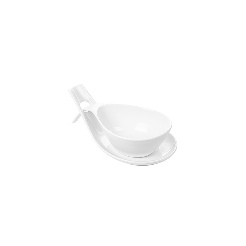 BOLS SOUPE AVEC SAUCIÈRE  25,5x13x6,5 CM BLANC PORCELAINE (4 UNITÉ)