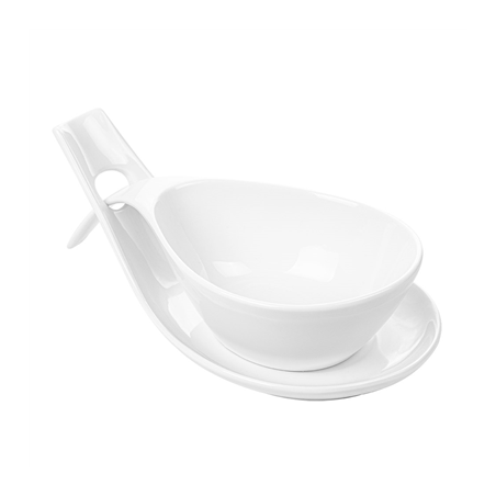 Image BOLS SOUPE AVEC SAUCIÈRE  25,5x13x6,5 CM BLANC PORCELAINE (4 UNITÉ) #1