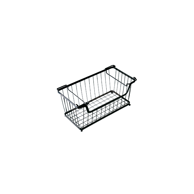 PANIER STACKABLE A/ANSES  33x27,5x22,7 CM NOIR ACIER (12 UNITÉ)