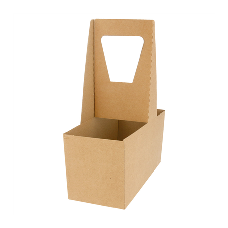 Image PORTE-GOBELETS, 2 GOBELETS  300 G/M2 18x8x24 CM NATUREL CARTON ONDULÉ MICROCANAL (200 UNITÉ) #1