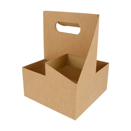 Image PORTE-GOBELETS, 4 GOBELETS  330 G/M2 18x18x24 CM NATUREL CARTON ONDULÉ MICROCANAL (200 UNITÉ) #1