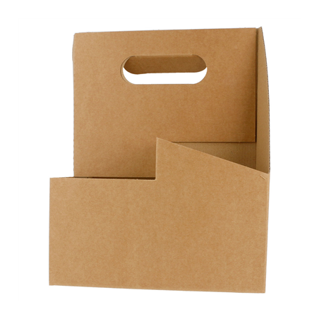 PORTE-GOBELETS, 4 GOBELETS  330 G/M2 18x18x24 CM NATUREL CARTON ONDULÉ MICROCANAL (200 UNITÉ)