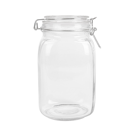 POT STOCKAGE + FERMETURE CLIP 'WAKI GLASS' 1,5 L Ø 10,5x19,5 CM TRANSPARENT VERRE (12 UNITÉ)