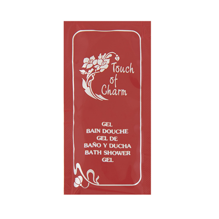 Image SACHETS GEL DOUCHE 'TOUCH OF CHARM' 10 ML 10x5 CM BORDEAUX PET (1000 UNITÉ) #1