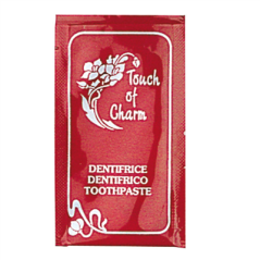 SACHETS DENTIFRICE 'TOUCH OF CHARM' 3 ML 8x4,5 CM BORDEAUX (500 UNITÉ)