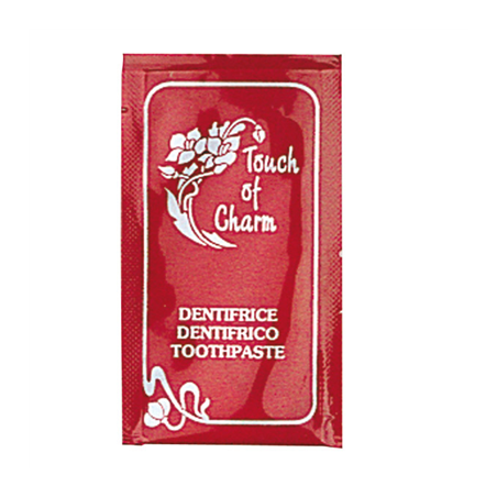 SACHETS DENTIFRICE 'TOUCH OF CHARM' 3 ML 8x4,5 CM BORDEAUX (500 UNITÉ)