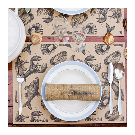 SETS DE TABLE OFFSET "MER"  70 G/M2 31x43 CM QUADRICHROMIE KRAFT (2000 UNITÉ)