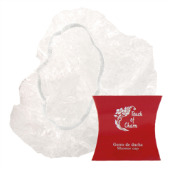 Image BONNETS DOUCHE AVEC ÉTUI 'TOUCH OF CHARM'  25 CM TRANSPARENT PE (100 UNITÉ) #1