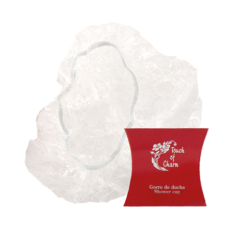 Image BONNETS DOUCHE AVEC ÉTUI 'TOUCH OF CHARM'  25 CM TRANSPARENT PE (100 UNITÉ) #1