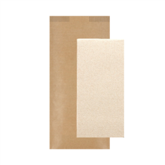 Image SERVIETTES RECYCLÉES EMB. 'D.POINT' 40x32 CM 'JUST IN TIME CLOSED' 40 + 10PE G/M2 11x25 CM NATUREL KRAFT VERGÉ (300 UNITÉ)