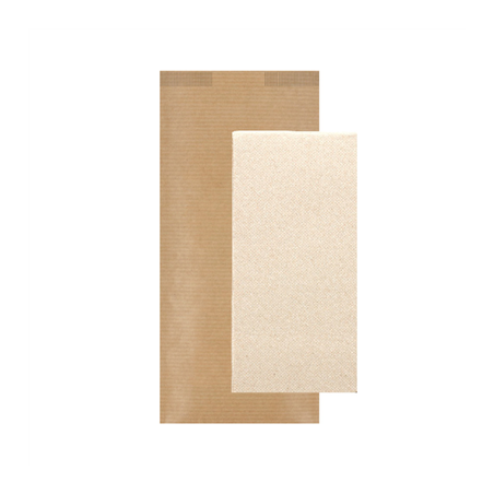 Image SERVIETTES RECYCLÉES EMB. 'D.POINT' 40x32 CM 'JUST IN TIME CLOSED' 40 + 10PE G/M2 11x25 CM NATUREL KRAFT VERGÉ (300 UNITÉ)