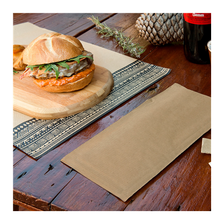 SERVIETTES RECYCLÉES EMB. 'D.POINT' 40x32 CM 'JUST IN TIME CLOSED' 40 + 10PE G/M2 11x25 CM NATUREL KRAFT VERGÉ (300 UNITÉ)