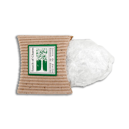 Image BONNETS DOUCHE, ÉTUI RECYCLÉ  8x7,5x2,5 CM TRANSPARENT PE (100 UNITÉ) #1