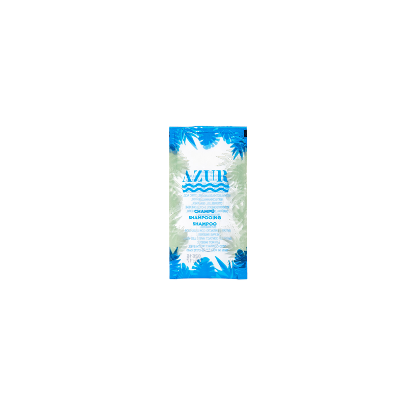 SACHETS SHAMPOOING 'AZUR' 10 ML 10x5 CM TRANSPARENT (1000 UNITÉ)