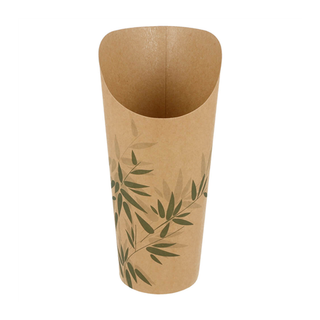 Image GOBELETS A FRITES OUVERTS 'FEEL GREEN' 22 OZ - 660 ML 200 + 25PE G/M2 Ø8,5x18 CM MARRON CARTON (50 UNITÉ) #1