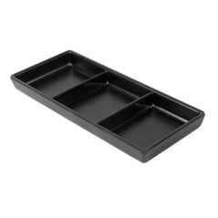 Image RÉCIPIENTS 3 COMPARTIMENTS 'ASAMI WARE' 19,8x8,8x2,5 CM NOIR MÉLAMINE (15 UNITÉ) #1
