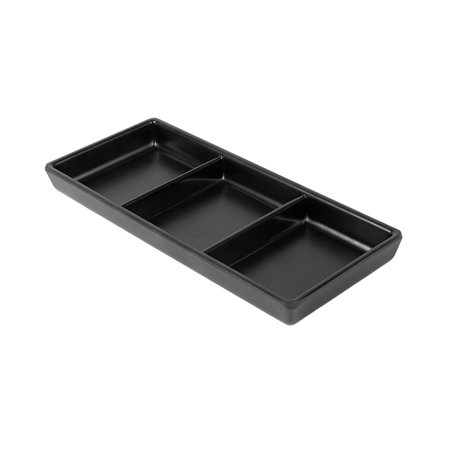 Image RÉCIPIENTS 3 COMPARTIMENTS 'ASAMI WARE'  19,8x8,8x2,5 CM NOIR MÉLAMINE (15 UNITÉ) #1