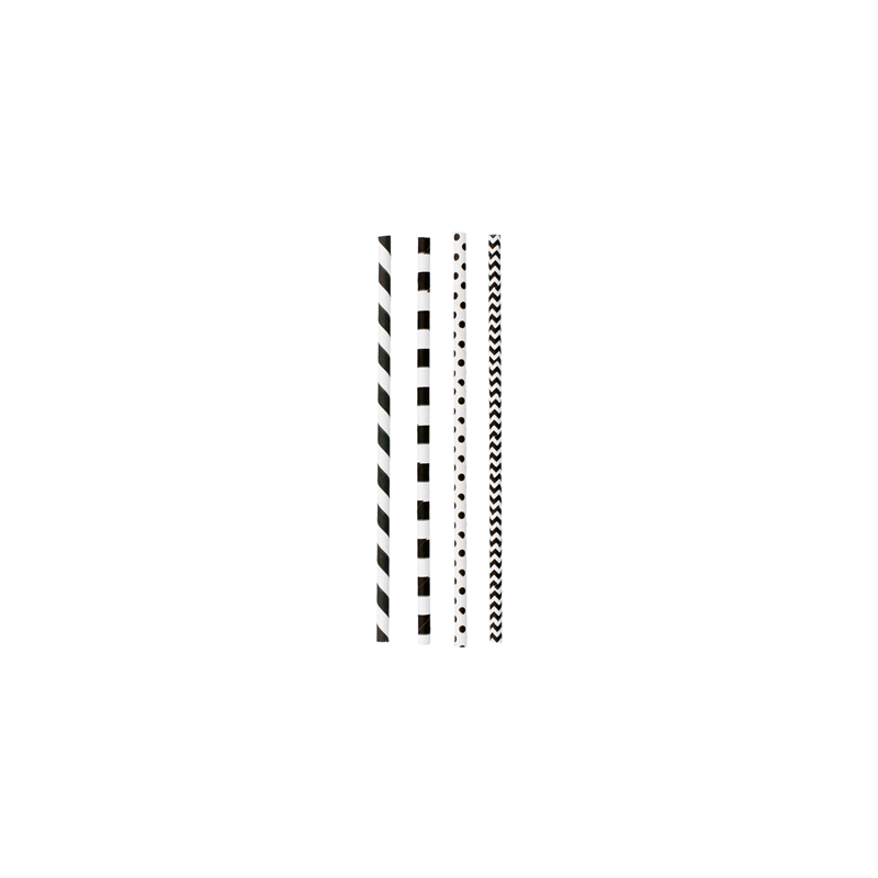PAILLES DROITES À FRANGES ET À POIS 'PAPER'  Ø0,60x20 CM ASSORTI PAPIER (3000 UNITÉ)