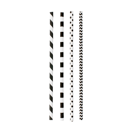 Image PAILLES DROITES À FRANGES ET À POIS 'PAPER'  Ø0,60x20 CM ASSORTI PAPIER (3000 UNITÉ) #1