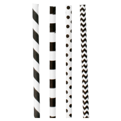 PAILLES DROITES À FRANGES ET À POIS 'PAPER'  Ø0,60x20 CM ASSORTI PAPIER (3000 UNITÉ)